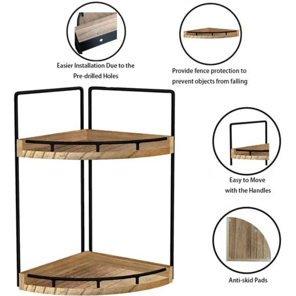 2-Tier Bathroom Counter Organizer,Vanity Counter Corner Shelf, Skincare, Wood